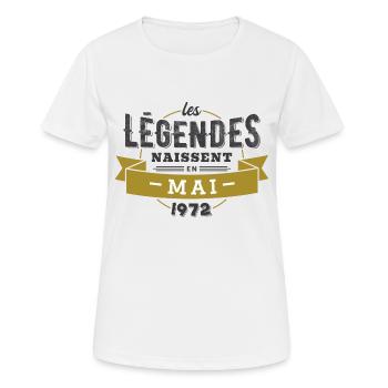 Les légendes naissent en mai 1972 - T-shirt respirant Femme - blanc - Devant - AI Model Female 172 dark (172cm)