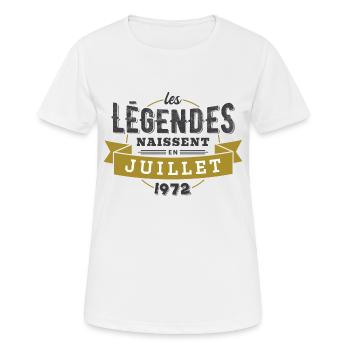 Les légendes naissent en juillet 1972 - T-shirt respirant Femme - blanc - Devant - AI Model Female 172 dark (172cm)