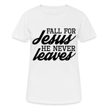 Tombez amoureux de Jésus qu’il ne quitte jamais - T-shirt respirant Femme - blanc - Devant - AI Model Female 172 dark (172cm)
