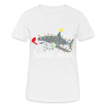 Funny Santa Claus pun Santa Jaws Xmas - Women's Breathable T-Shirt - white - Front - AI Model Female 172 dark (172cm)