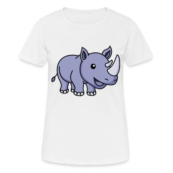 Rhino Comic Animal - Women's Breathable T-Shirt - white - Front - AI Model Female 172 dark (172cm)