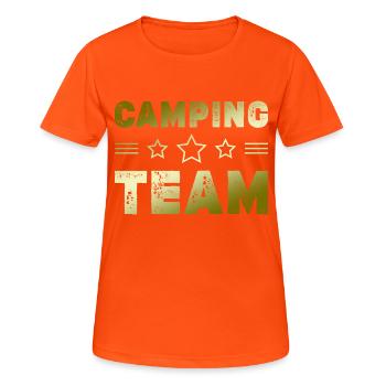 Équipe de camping - T-shirt respirant Femme - orange néon - Devant - AI Model Female 172 dark (172cm)