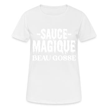 Sauce Magique Beau Gosse - T-shirt respirant Femme - blanc - Devant - AI Model Female 172 dark (172cm)