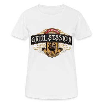 Le papa grillade - Heure d’été - Cadeau - T-shirt respirant Femme - blanc - Devant - AI Model Female 172 dark (172cm)
