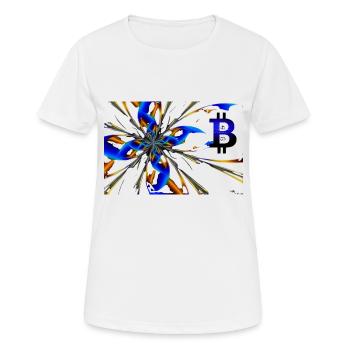Abstrakt Bitcoin 1 - Frauen T-Shirt atmungsaktiv - Weiß - Vorne - AI Model Female 172 dark (172cm)