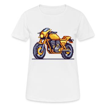 16-Bit retro Motorrad im vintage Pixellook - Frauen T-Shirt atmungsaktiv - Weiß - Vorne - AI Model Female 172 dark (172cm)
