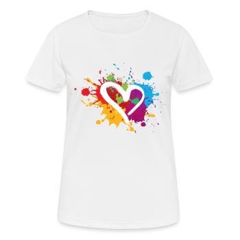 Coeur,Coloré,Blobs,Taches de couleur,Coloré - T-shirt respirant Femme - blanc - Devant - AI Model Female 172 dark (172cm)