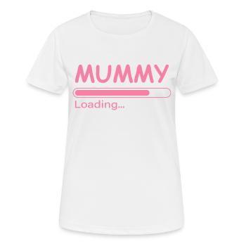 Mummy loading - Frauen T-Shirt atmungsaktiv - Weiß - Vorne - AI Model Female 172 dark (172cm)