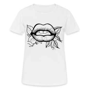 Lips, mouth, kissing lips - Women's Breathable T-Shirt - white - Front - AI Model Female 172 dark (172cm)