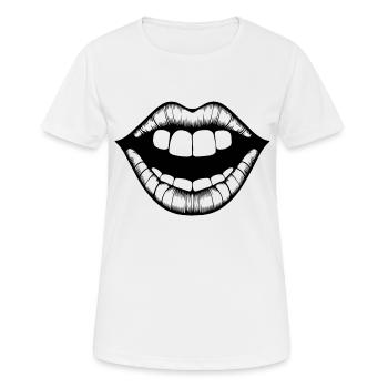Lips, mouth, kissing lips - Women's Breathable T-Shirt - white - Front - AI Model Female 172 dark (172cm)