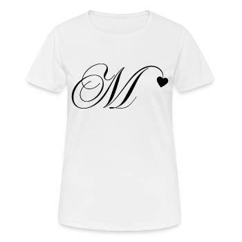 Lettre m calligraphie cœur - T-shirt respirant Femme - blanc - Devant - AI Model Female 172 dark (172cm)