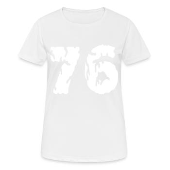 76 Zahl Trikot - Frauen T-Shirt atmungsaktiv - Weiß - Vorne - AI Model Female 172 dark (172cm)