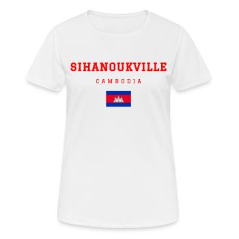 Sihanoukville, Cambodge - T-shirt respirant Femme - blanc - Devant - AI Model Female 172 dark (172cm)