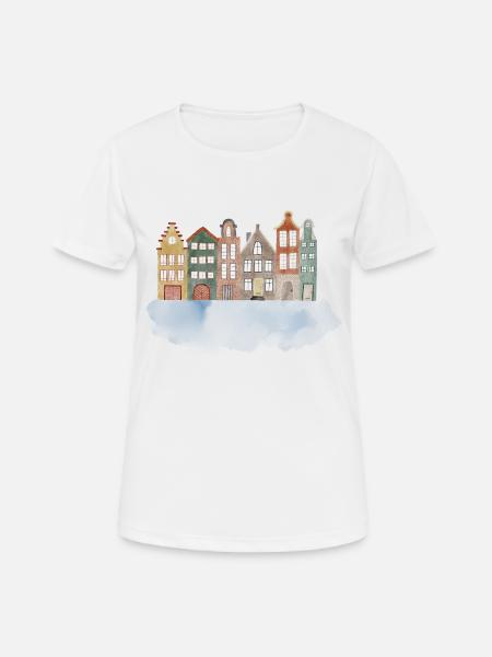 Holland Häuser - Frauen T-Shirt atmungsaktiv - Weiß