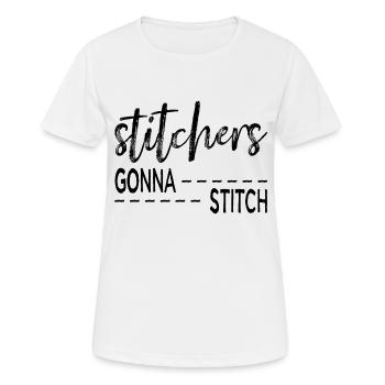 Sticker gehen zum Stitchen - Weihnachts- und Geburtstagsgeschenk - Frauen T-Shirt atmungsaktiv - Weiß - Vorne - AI Model Female 172 dark (172cm)