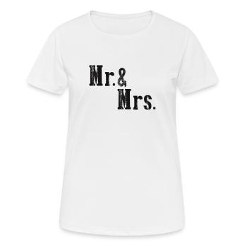 Mr. & Mrs. Hochzeit Heirat Liebespaar - Frauen T-Shirt atmungsaktiv - Weiß - Vorne - AI Model Female 172 dark (172cm)