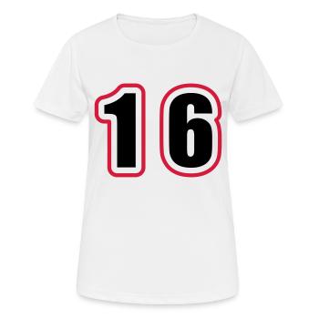 16 Number College - Women's Breathable T-Shirt - white - Front - AI Model Female 172 dark (172cm)