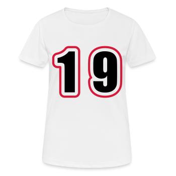 19 Nombre Collège - T-shirt respirant Femme - blanc - Devant - AI Model Female 172 dark (172cm)