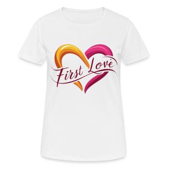 ERSTE LIEBE - Frauen T-Shirt atmungsaktiv - Weiß - Vorne - AI Model Female 172 dark (172cm)