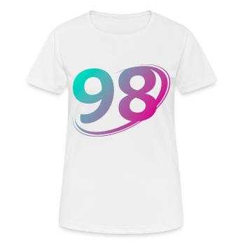 Nummer 98 mehrfarbig - Frauen T-Shirt atmungsaktiv - Weiß - Vorne - AI Model Female 172 dark (172cm)