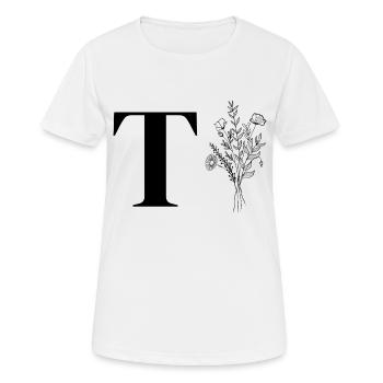 Minimalistisches Blumenmuster - Frauen T-Shirt atmungsaktiv - Weiß - Vorne - AI Model Female 172 dark (172cm)