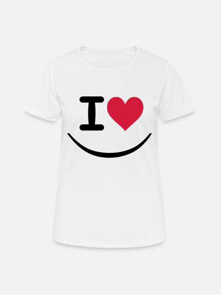 I love - T-shirt respirant Femme - blanc