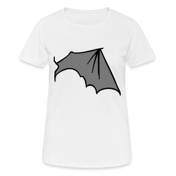 batwing_right_grey - Frauen T-Shirt atmungsaktiv - Weiß - Vorne - AI Model Female 172 dark (172cm)