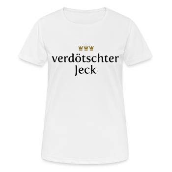 Verdötschter Jeck (Köln / Kölsch / Carnaval) - T-shirt respirant Femme - blanc - Devant - AI Model Female 172 dark (172cm)