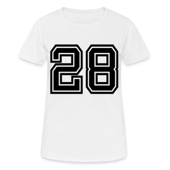 28 - Frauen T-Shirt atmungsaktiv - Weiß - Vorne - AI Model Female 172 dark (172cm)