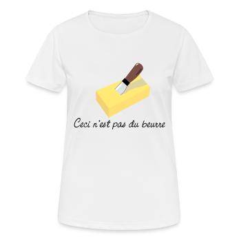 ceci n'est pas du beurre - T-shirt respirant Femme - blanc - Devant - AI Model Female 172 dark (172cm)