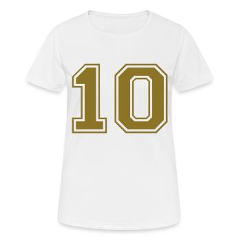 nummer - 10 - Frauen T-Shirt atmungsaktiv - Weiß - Vorne - AI Model Female 172 dark (172cm)