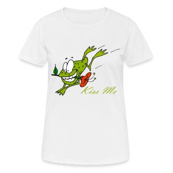 Der Kiss Me Frosch - Frauen T-Shirt atmungsaktiv - Weiß - Vorne - AI Model Female 172 dark (172cm)