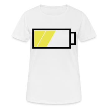 Akku halbvoll - Frauen T-Shirt atmungsaktiv - Weiß - Vorne - AI Model Female 172 dark (172cm)