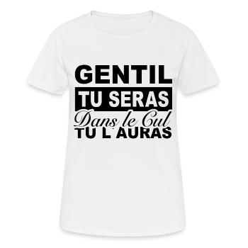 Citation Drôle • Humour Sarcastique • Cadeaux - T-shirt respirant Femme - blanc - Devant - AI Model Female 172 dark (172cm)