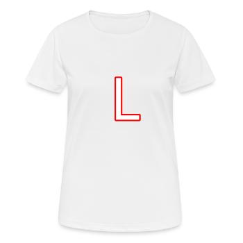 L - Frauen T-Shirt atmungsaktiv - Weiß - Vorne - AI Model Female 172 dark (172cm)