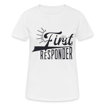Premier intervenant - T-shirt respirant Femme - blanc - Devant - AI Model Female 172 dark (172cm)
