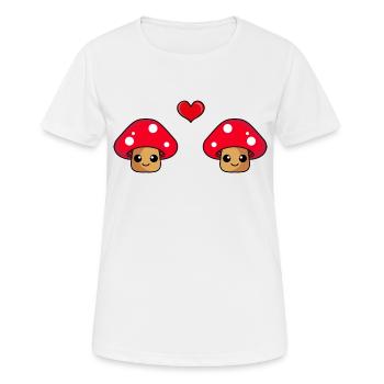 Pilz Paar Liebe Comic - Frauen T-Shirt atmungsaktiv - Weiß - Vorne - AI Model Female 172 dark (172cm)