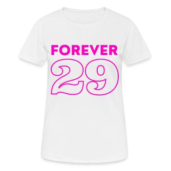 FOREVER 29 - Frauen T-Shirt atmungsaktiv - Weiß - Vorne - AI Model Female 172 dark (172cm)