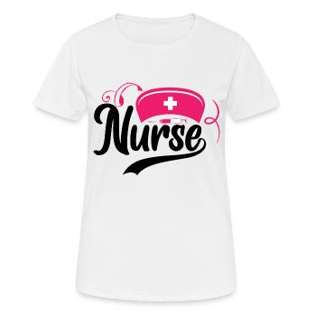 Infirmière-Médecin-Médical-Soins infirmiers-Hôpital-Rn-Rétro - T-shirt respirant Femme - blanc - Devant - AI Model Female 172 dark (172cm)