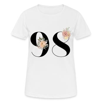 98e anniversaire fleuris (Cadeau de 98 ans) - T-shirt respirant Femme - blanc - Devant - AI Model Female 172 dark (172cm)