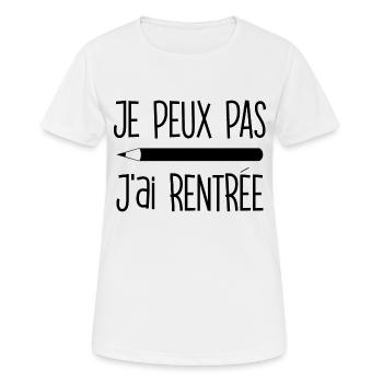 Je peux pas J'ai rentrée sweat shirt école humour - T-shirt respirant Femme - blanc - Devant - AI Model Female 172 dark (172cm)
