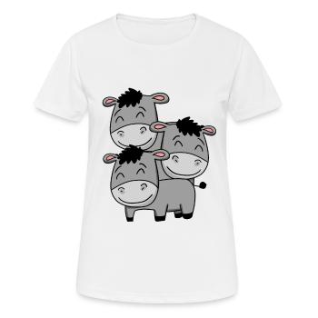 Niedliche Esel - Frauen T-Shirt atmungsaktiv - Weiß - Vorne - AI Model Female 172 dark (172cm)