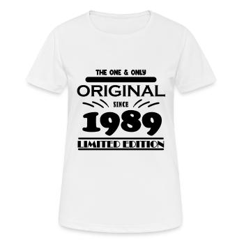1989 - Baujahr 1989 - Jahrgang 1989 - Frauen T-Shirt atmungsaktiv - Weiß - Vorne - AI Model Female 172 dark (172cm)