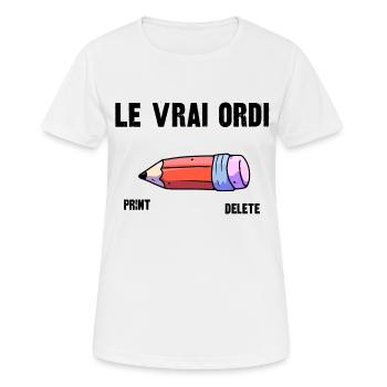 le vrai ordi - T-shirt respirant Femme - blanc - Devant - AI Model Female 172 dark (172cm)