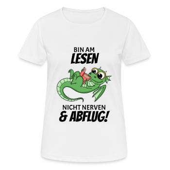 Bücher Drache Drachen - Frauen T-Shirt atmungsaktiv - Weiß - Vorne - AI Model Female 172 dark (172cm)