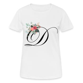 Lettre d fleuris - T-shirt respirant Femme - blanc - Devant - AI Model Female 172 dark (172cm)