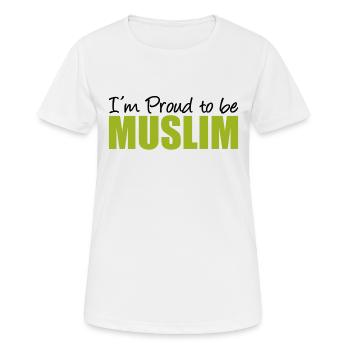 Je suis fier d’être musulman - musulman - muslime - T-shirt respirant Femme - blanc - Devant - AI Model Female 172 dark (172cm)