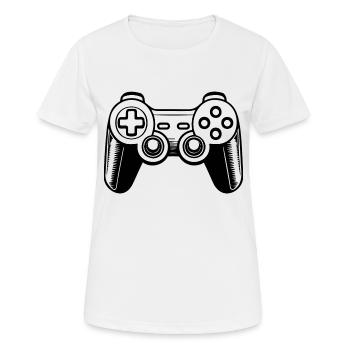 Manette de jeu de jeux vidéo - T-shirt respirant Femme - blanc - Devant - AI Model Female 172 dark (172cm)