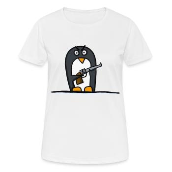 Pingouin avec pistolet - T-shirt respirant Femme - blanc - Devant - AI Model Female 172 dark (172cm)