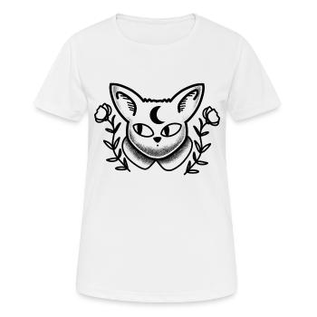 Tattoo Katzengesicht Mond Und Blumen - Frauen T-Shirt atmungsaktiv - Weiß - Vorne - AI Model Female 172 dark (172cm)